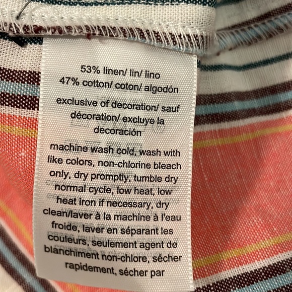 Tommy Hilfiger linen coral vertical stripe dress - Picture 7 of 8